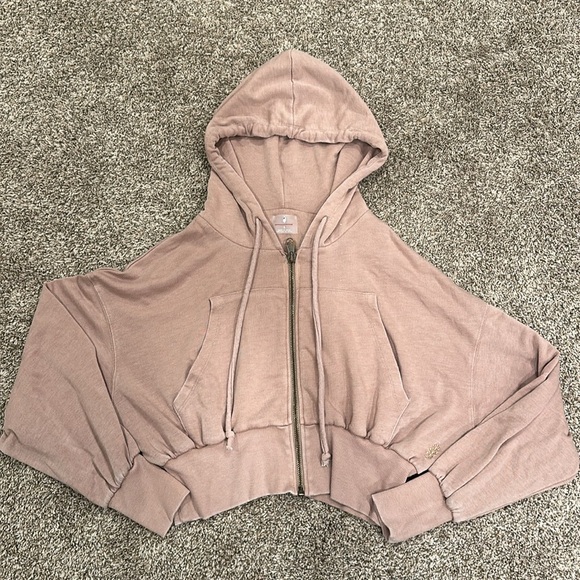 Free People Movement Out and About Zip Up Cropped Hoodie Sweatshirt Large - Picture 6 of 9